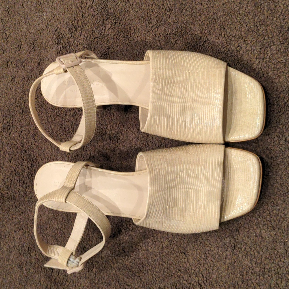 Everlane Block Heel Sandal Crocodile Beige
